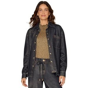 Democracy Dark Blue Denim Shacket.